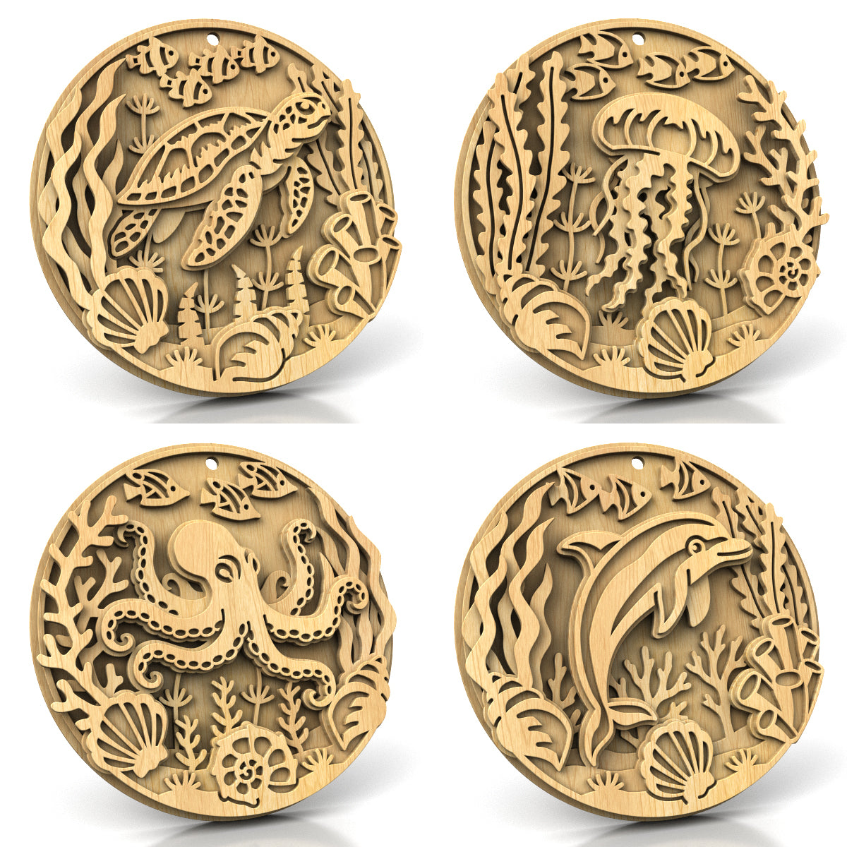 C309-Ocean Animals Set Nautical Scroll Saw Pattern — Alex Fox Patterns