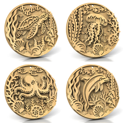 C309-Ocean Animals Set Nautical Scroll Saw Pattern — Alex Fox Patterns