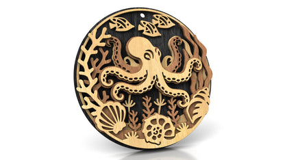 C309-Octopus Layered Scroll Saw Pattern — Alex Fox Patterns