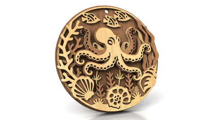 C309-Octopus Ocean Animals Scroll Saw Pattern — Alex Fox Patterns
