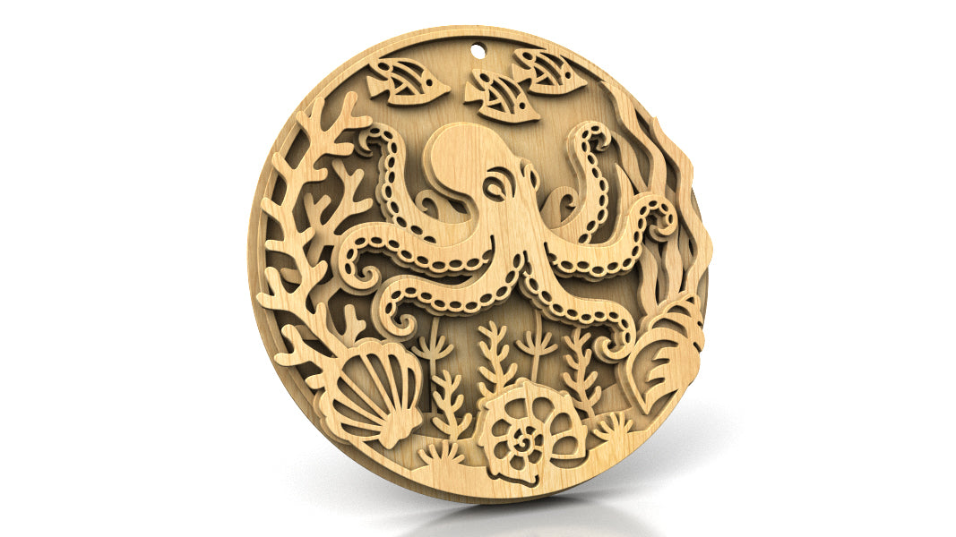 C309-Octopus Marine Scroll Saw Pattern — Alex Fox Patterns