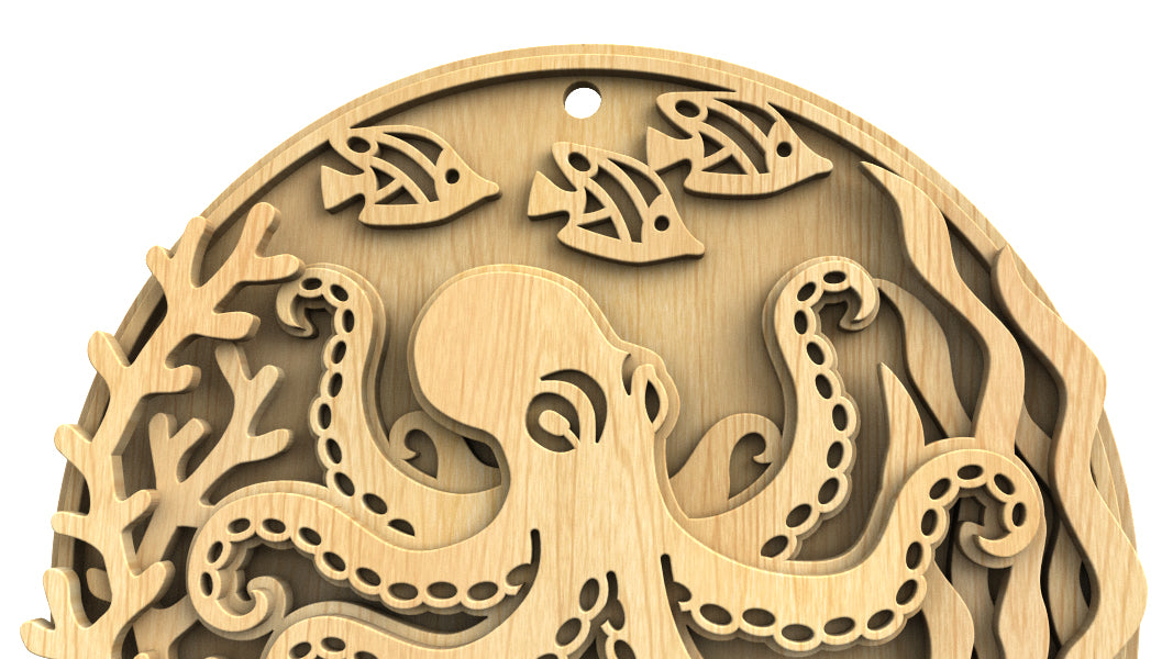 C309-Octopus Layered Scroll Saw Pattern — Alex Fox Patterns