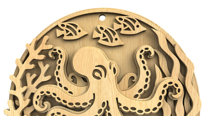 C309-Octopus Layered Scroll Saw Pattern — Alex Fox Patterns