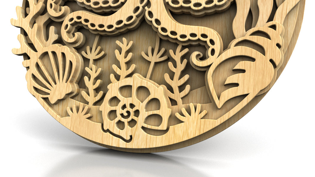 C309-Octopus Layered Scroll Saw Pattern — Alex Fox Patterns