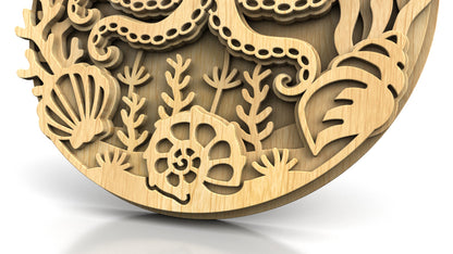 C309-Octopus Layered Scroll Saw Pattern — Alex Fox Patterns