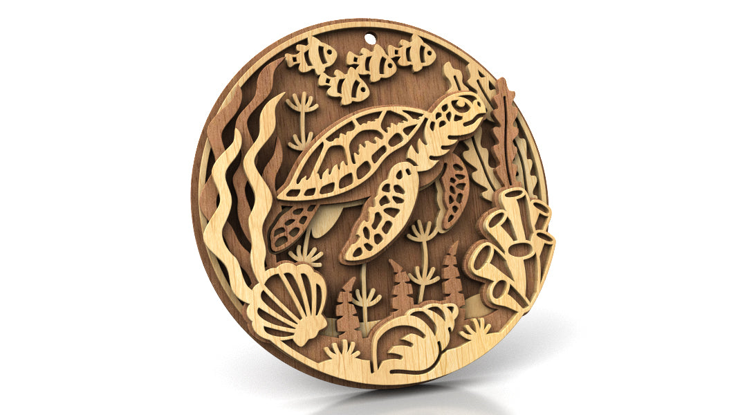 C309-Turtle Layered Scroll Saw Pattern — Alex Fox Patterns