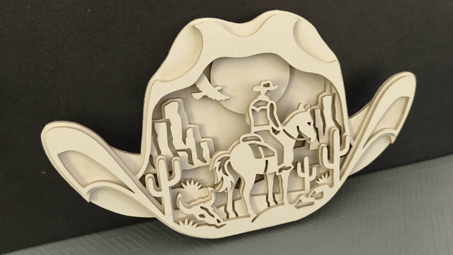 C311-Cowboy Hat Western Layered Scroll Saw Pattern — Alex Fox Patterns
