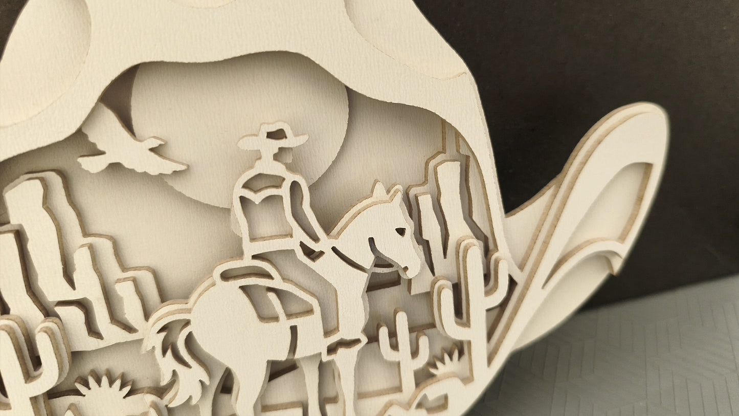 C311-Cowboy Hat Layered Scroll Saw Pattern — Alex Fox Patterns