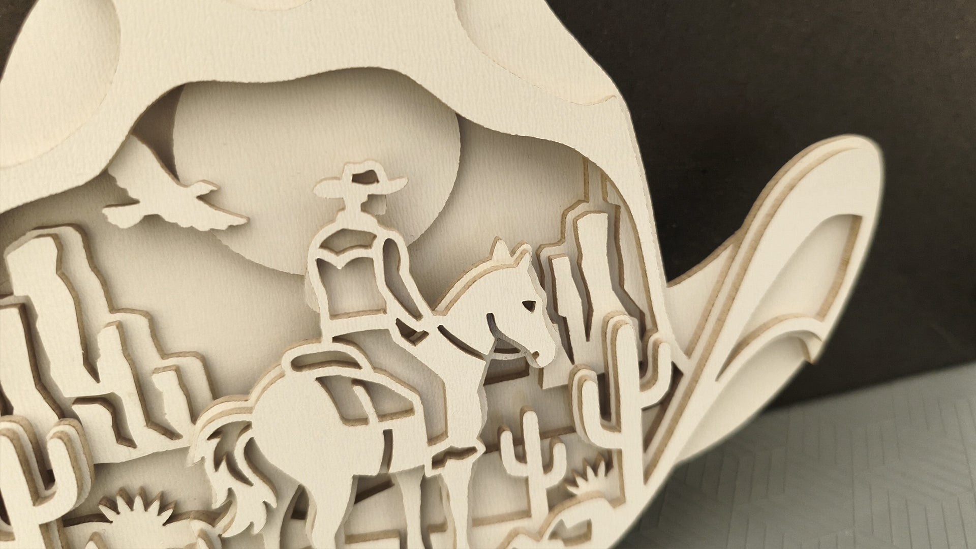 C311-Cowboy Hat Layered Scroll Saw Pattern — Alex Fox Patterns