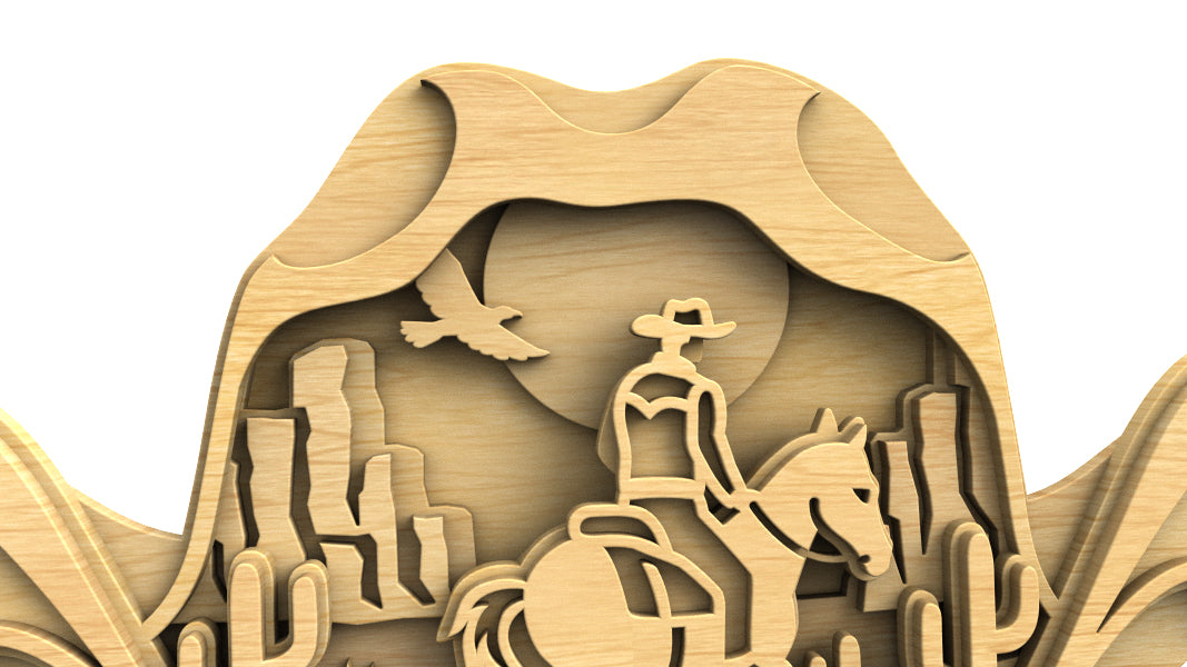 C311-Cowboy And Horse Layered Scroll Saw Pattern — Alex Fox Patterns
