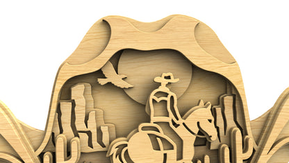 C311-Cowboy And Horse Layered Scroll Saw Pattern — Alex Fox Patterns