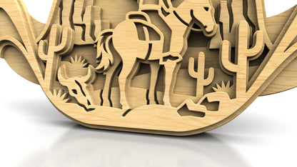 C311-Cowboy Hat Layered Scroll Saw Pattern — Alex Fox Patterns