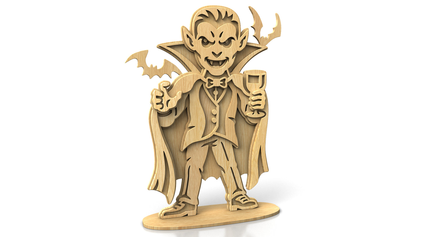 C312-Dracula Halloween Layered Scroll Saw Pattern — Alex Fox Patterns