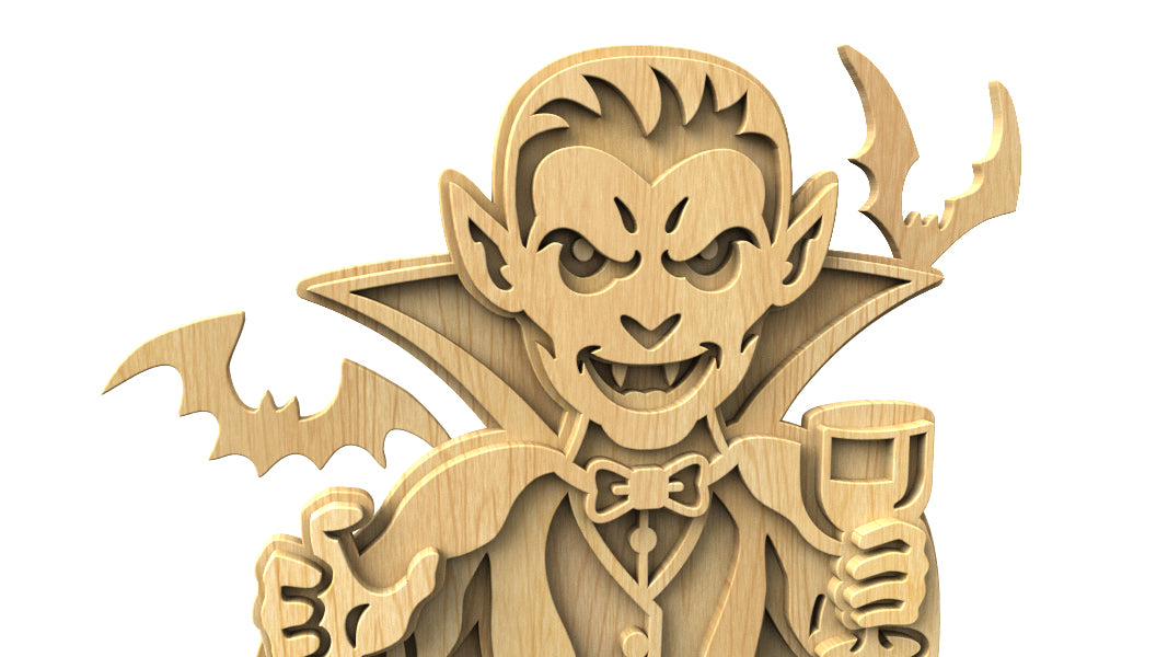 C312-Dracula Halloween Layered Scroll Saw Pattern — Alex Fox Patterns