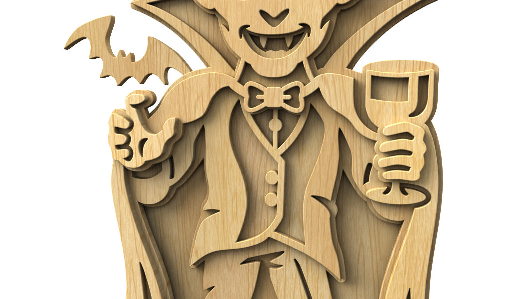 C312-Dracula Halloween Layered Scroll Saw Pattern — Alex Fox Patterns