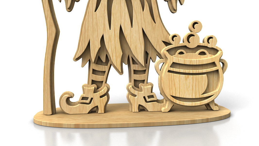 C314-Witch Halloween Layered Scroll Saw Pattern — Alex Fox Patterns