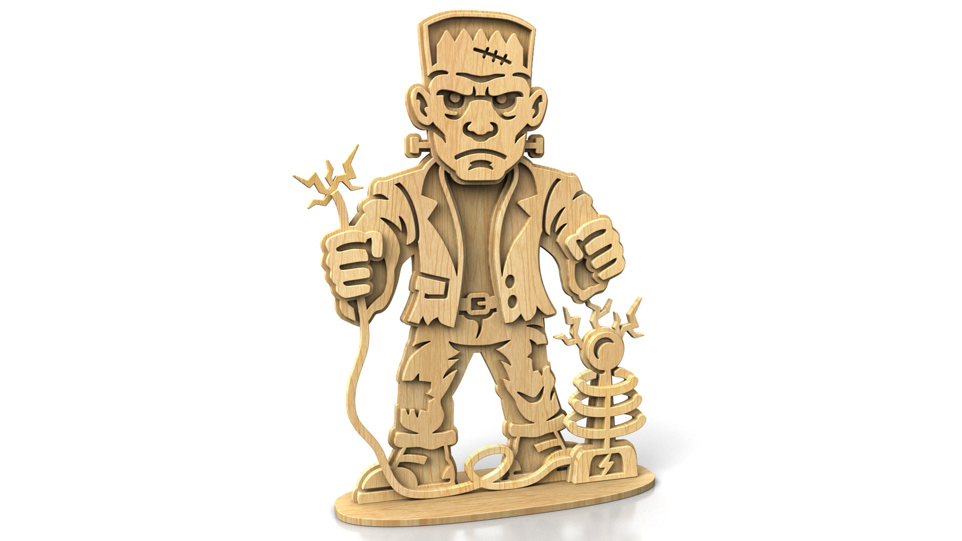 C315-Frankenstein Halloween Layered Scroll Saw Pattern — Alex Fox Patterns