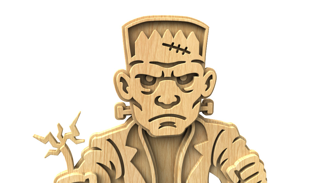 C315-Frankenstein Halloween Layered Scroll Saw Pattern — Alex Fox Patterns