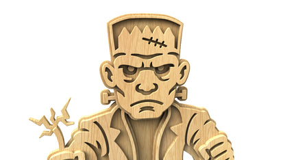C315-Frankenstein Halloween Layered Scroll Saw Pattern — Alex Fox Patterns