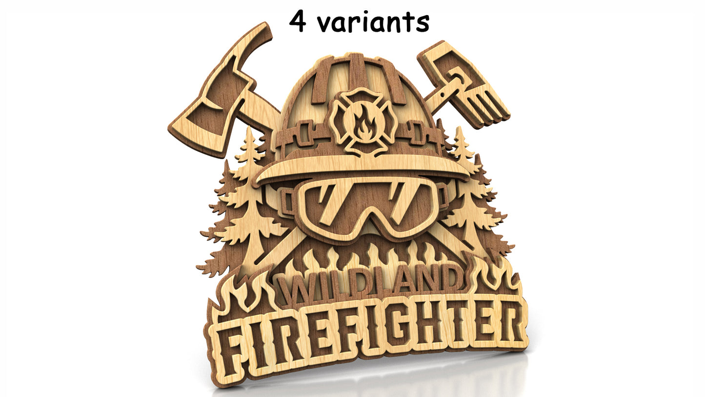 C317-Wildland Firefighter Layered Scroll Saw Pattern — Alex Fox Patterns