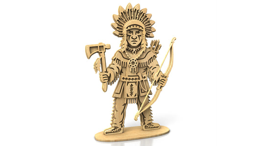 С322-Native American Warrior Layered Scroll Saw Pattern — Alex Fox Patterns