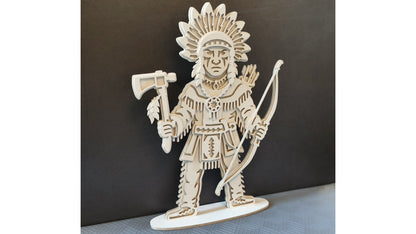 С322-Native American Warrior Layered Scroll Saw Pattern — Alex Fox Patterns