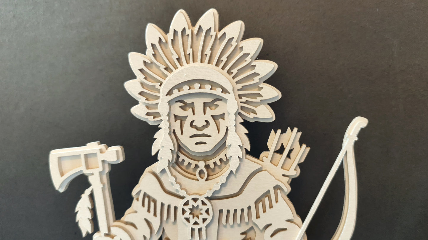 С322-Native American Warrior Layered Scroll Saw Pattern — Alex Fox Patterns
