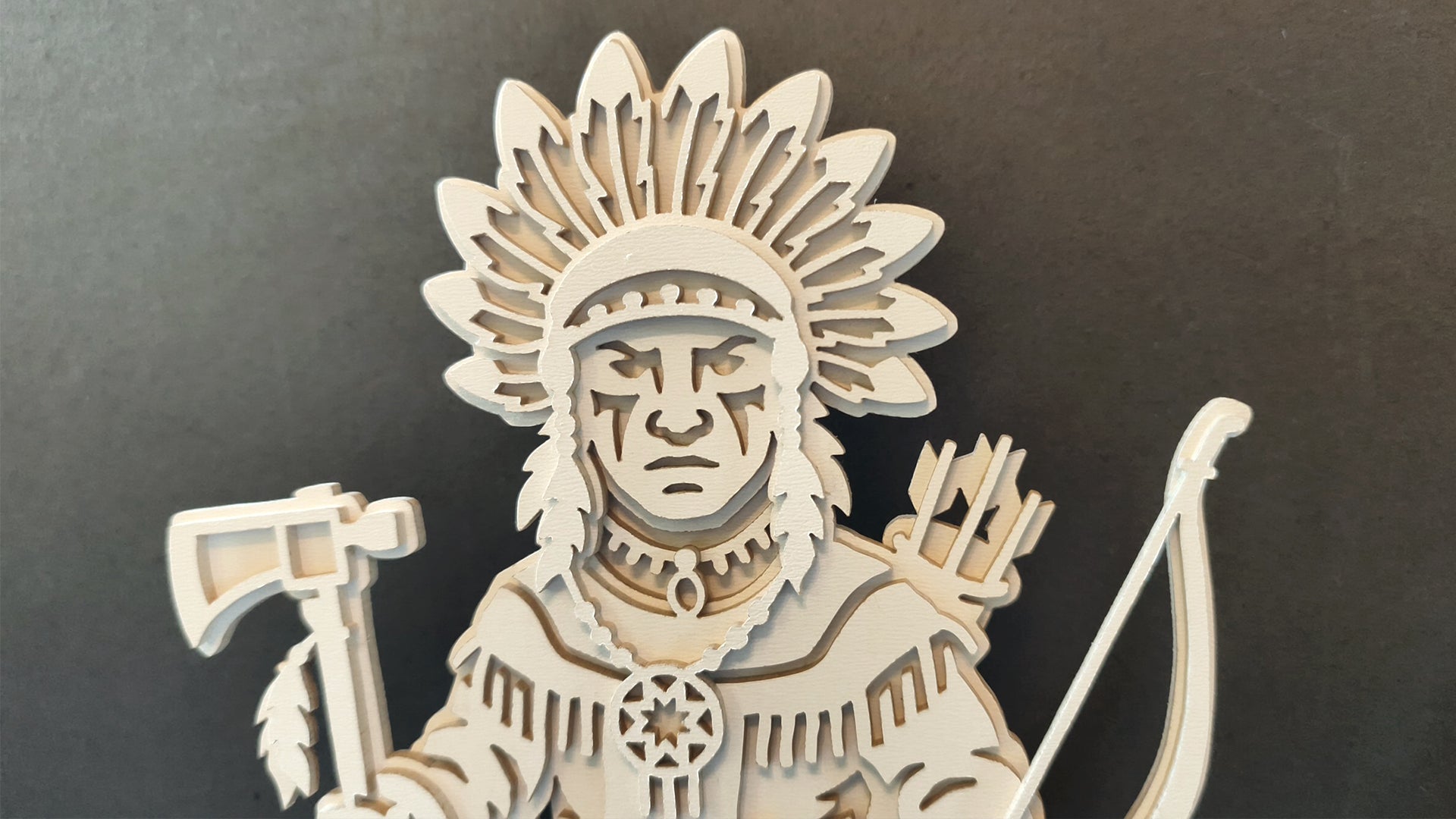 С322-Native American Warrior Layered Scroll Saw Pattern — Alex Fox Patterns