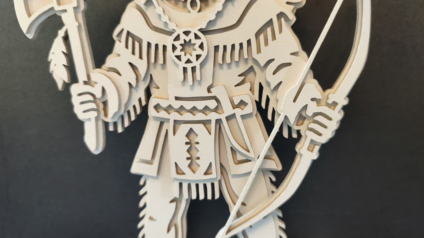 С322-Native American Warrior Layered Scroll Saw Pattern — Alex Fox Patterns