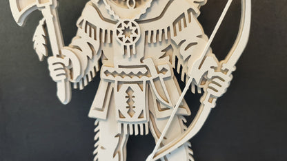 С322-Native American Warrior Layered Scroll Saw Pattern — Alex Fox Patterns