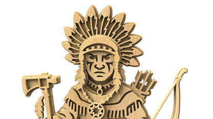 С322-Native American Warrior Layered Scroll Saw Pattern — Alex Fox Patterns