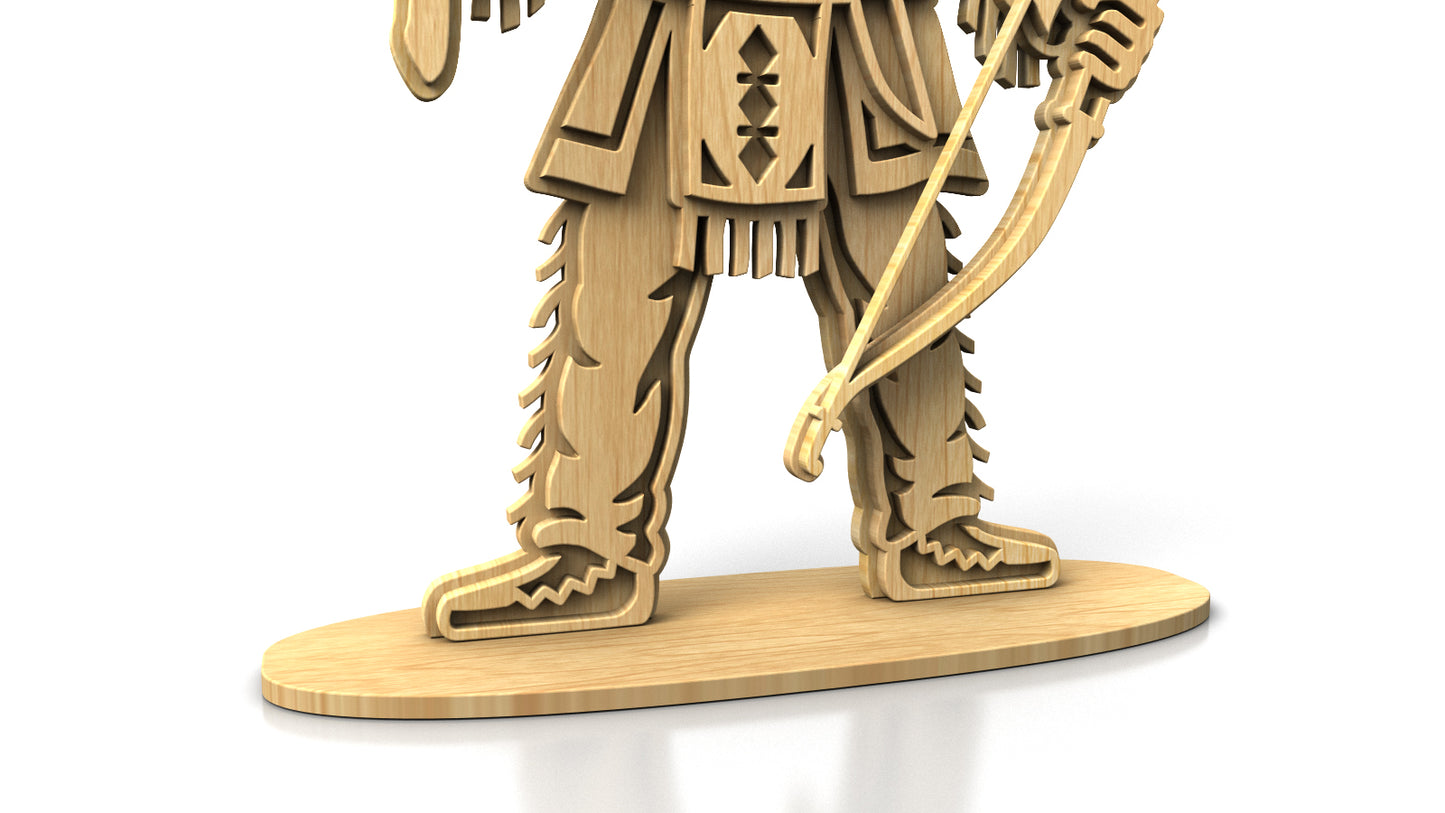 С322-Native American Warrior Layered Scroll Saw Pattern — Alex Fox Patterns