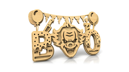 C324-Boo-Clown Halloween Layered Scroll Saw Pattern — Alex Fox Patterns