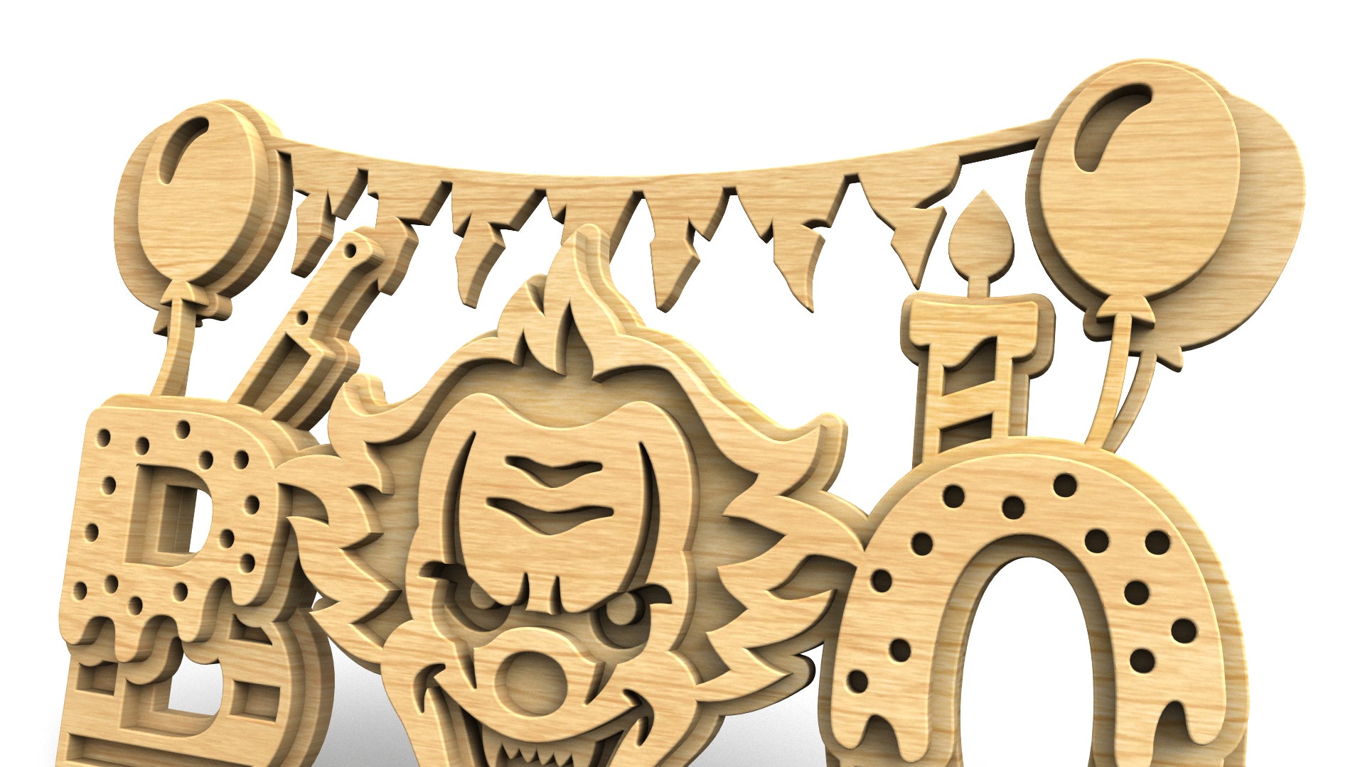 C324-Boo-Clown Layered Scroll Saw Pattern — Alex Fox Patterns