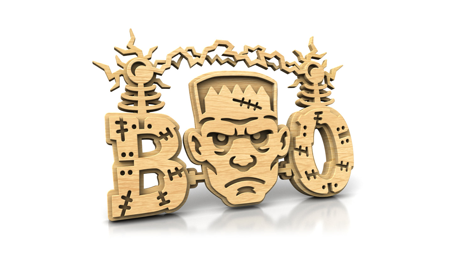 C324-Boo-Frankenstein Halloween Layered Scroll Saw Pattern — Alex Fox Patterns