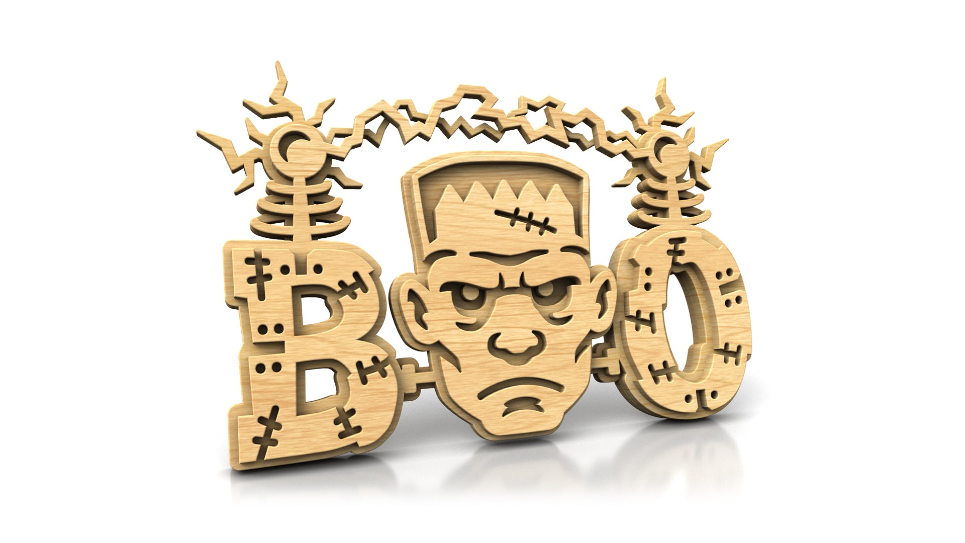 C324-Boo-Frankenstein Halloween Layered Scroll Saw Pattern — Alex Fox Patterns