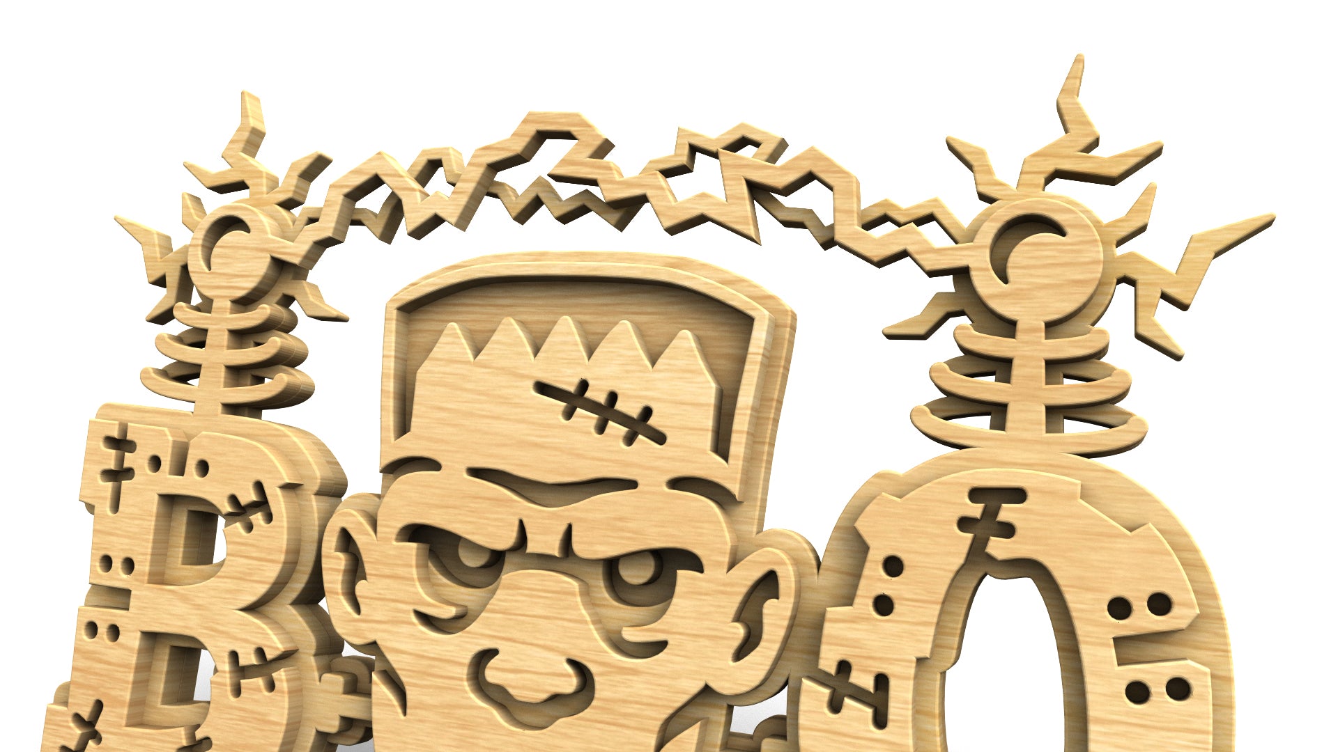 C324-Boo-Frankenstein Layered Scroll Saw Pattern — Alex Fox Patterns