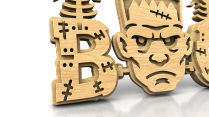 C324-Boo-Frankenstein Layered Scroll Saw Pattern — Alex Fox Patterns