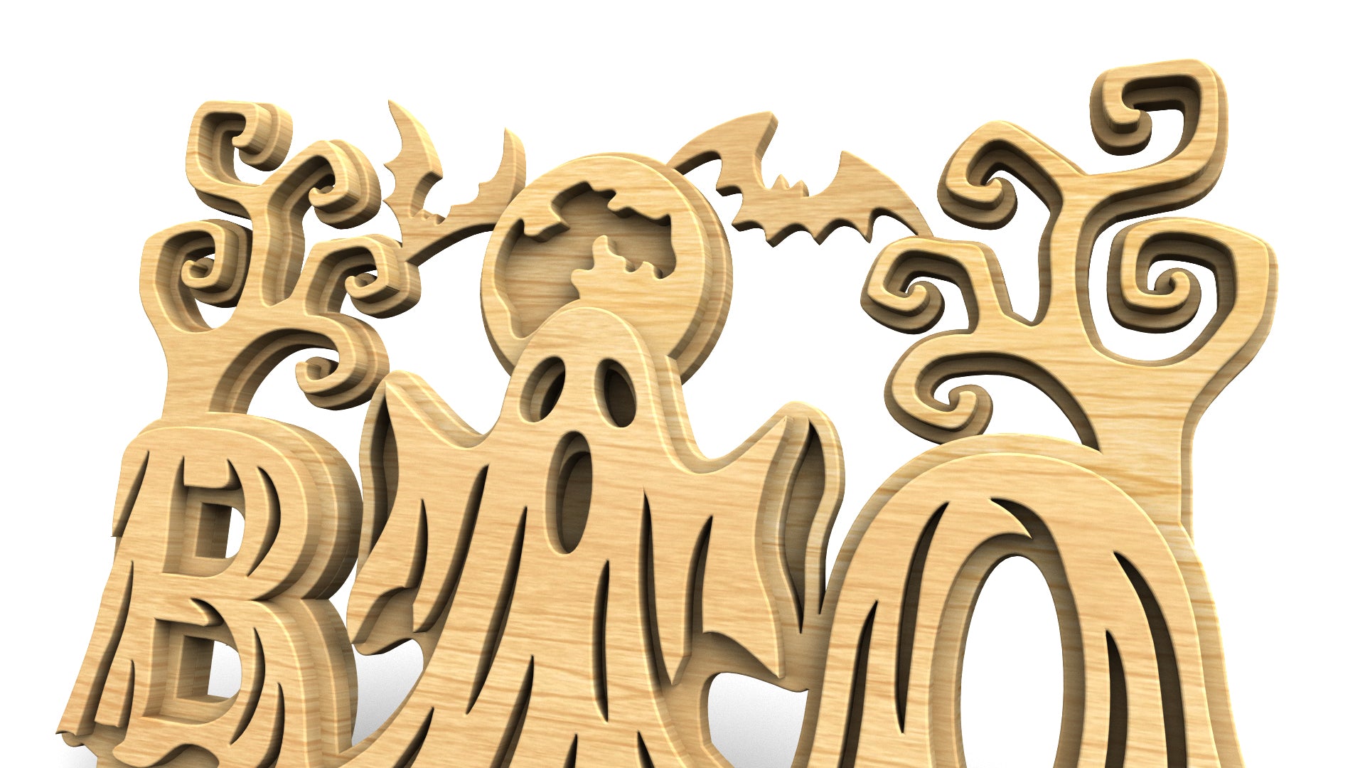C324-Boo-Ghost Layered Scroll Saw Pattern — Alex Fox Patterns