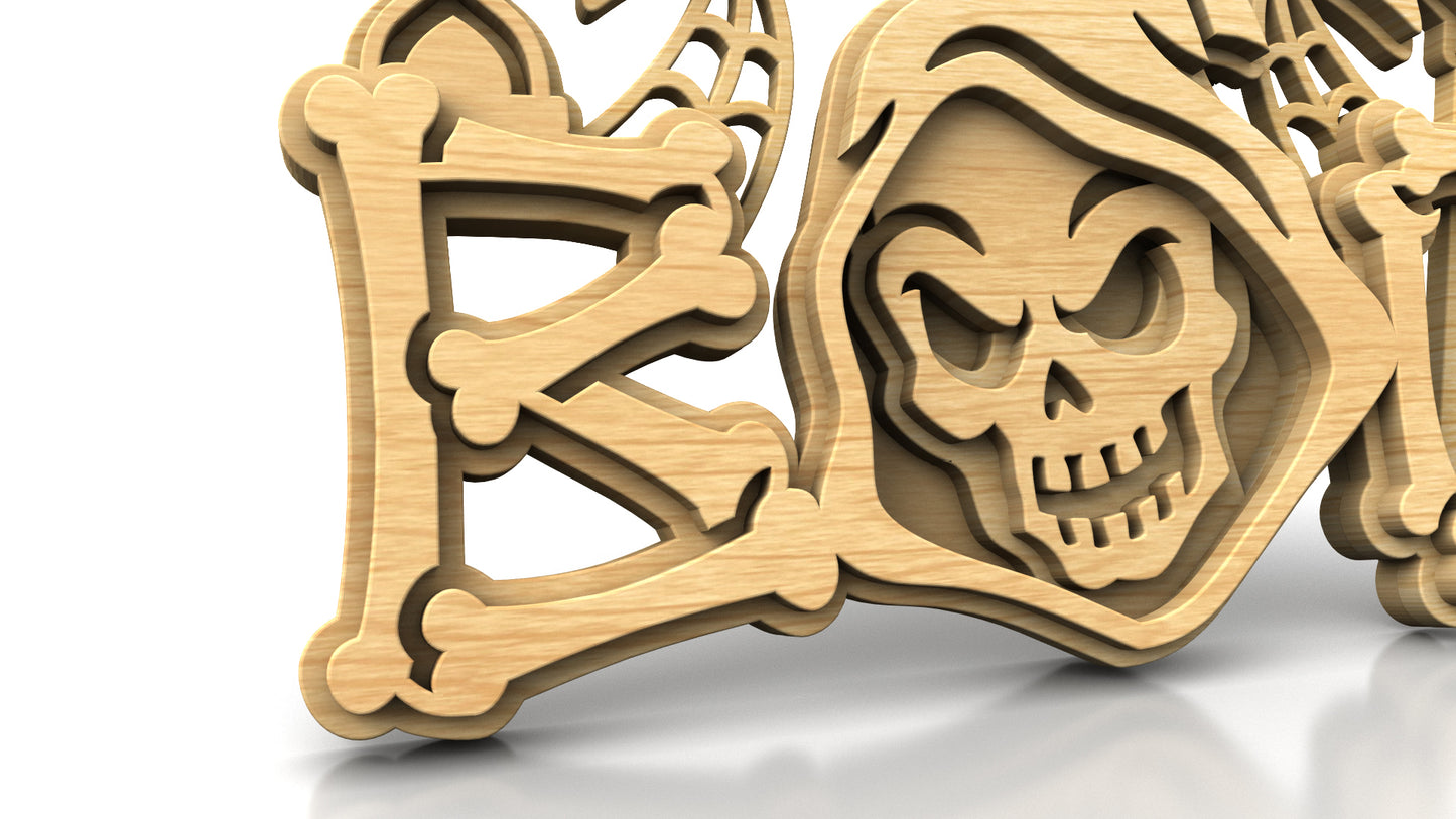 C324-Boo-Reaper Layered Scroll Saw Pattern — Alex Fox Patterns