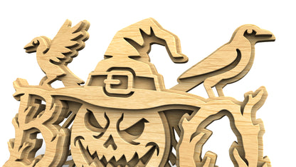 C324-Boo-Scarecrow Layered Scroll Saw Pattern — Alex Fox Patterns
