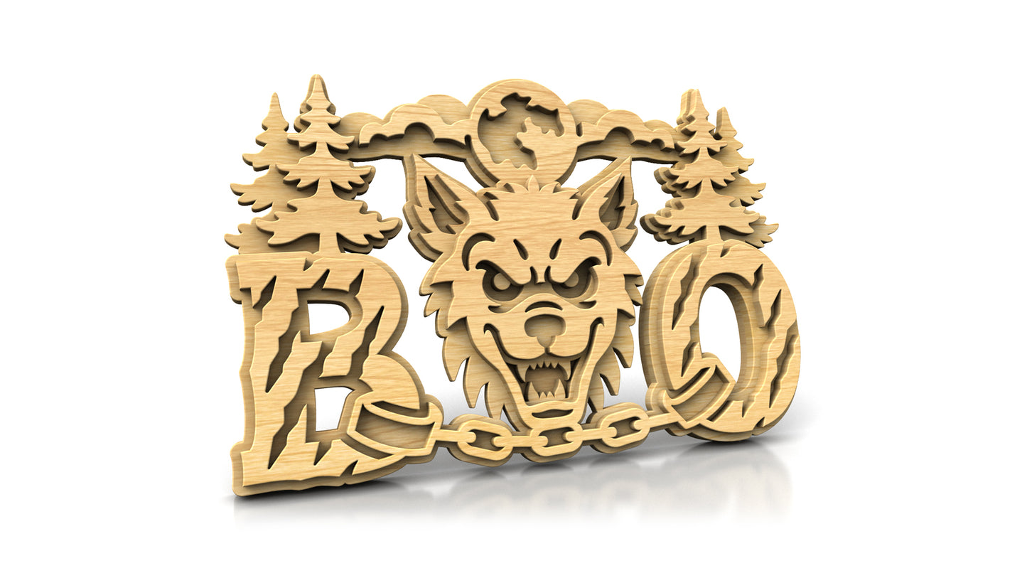 C324-Boo-Werewolf Halloween Layered Scroll Saw Pattern — Alex Fox Patterns