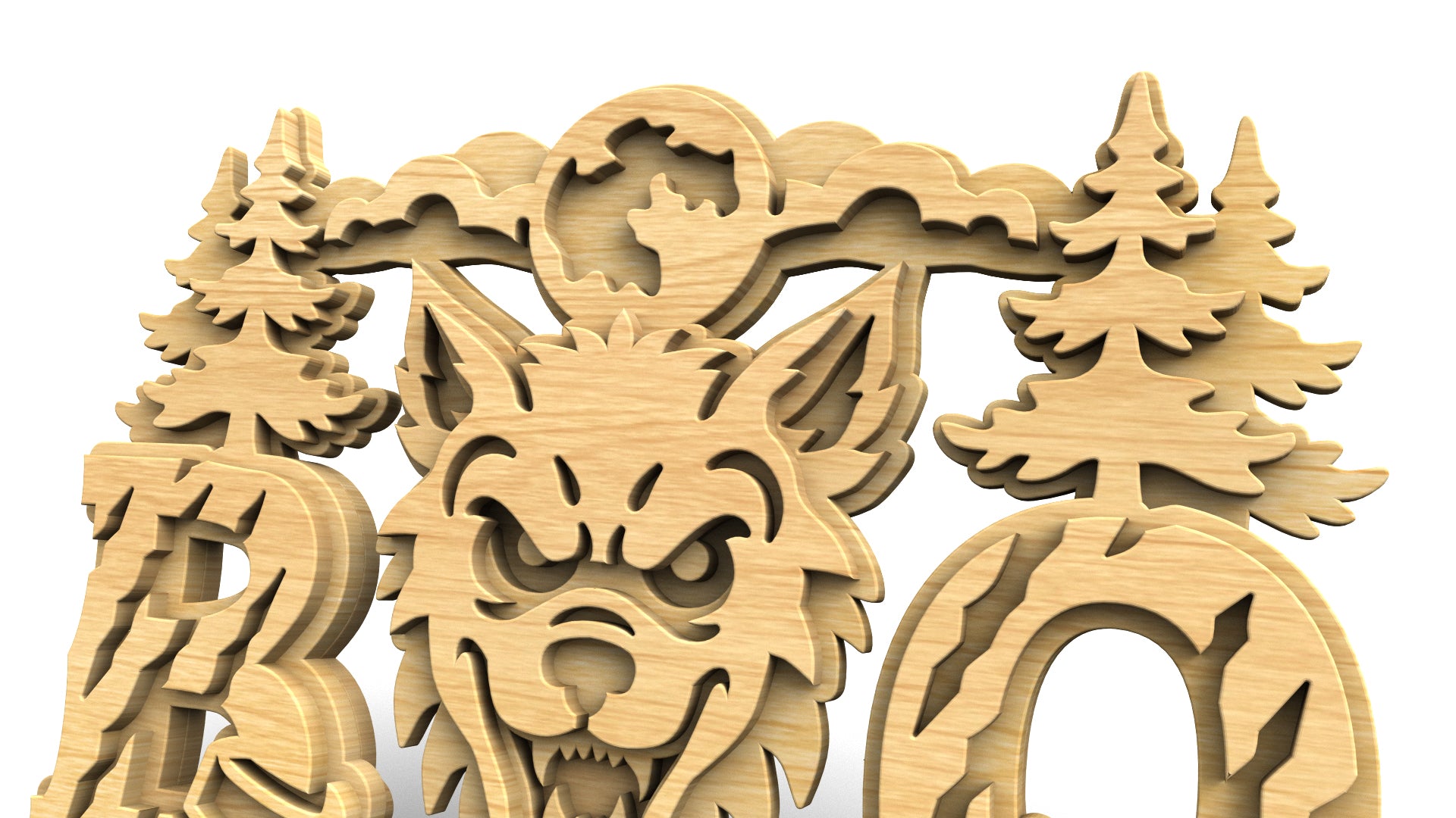 C324-Boo-Werewolf Layered Scroll Saw Pattern — Alex Fox Patterns