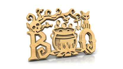 C324-Boo-Witch Halloween Layered Scroll Saw Pattern — Alex Fox Patterns