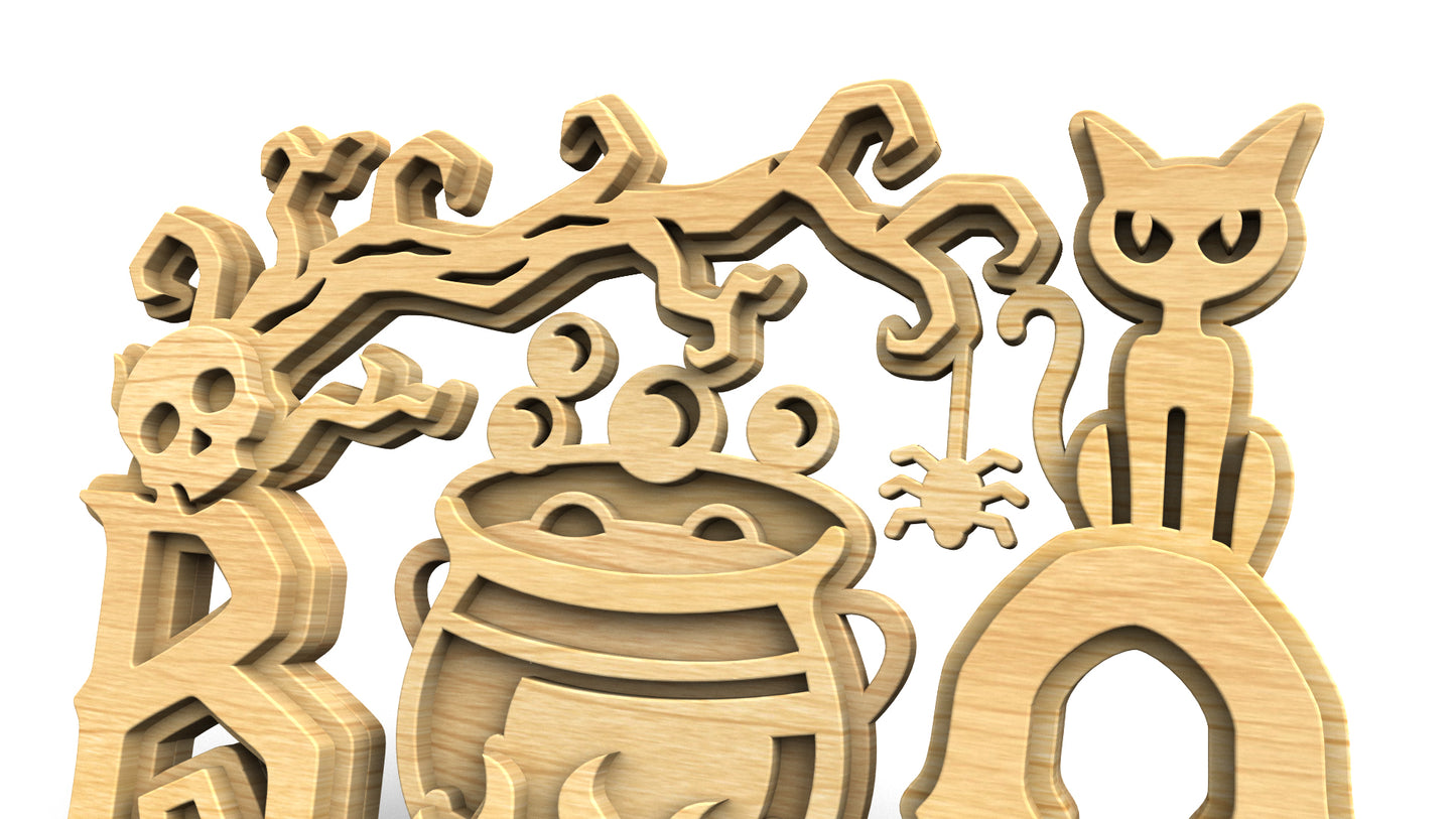 C324-Boo-Witch Layered Scroll Saw Pattern — Alex Fox Patterns