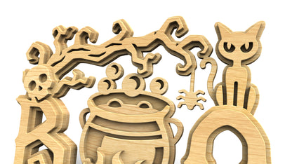 C324-Boo-Witch Layered Scroll Saw Pattern — Alex Fox Patterns
