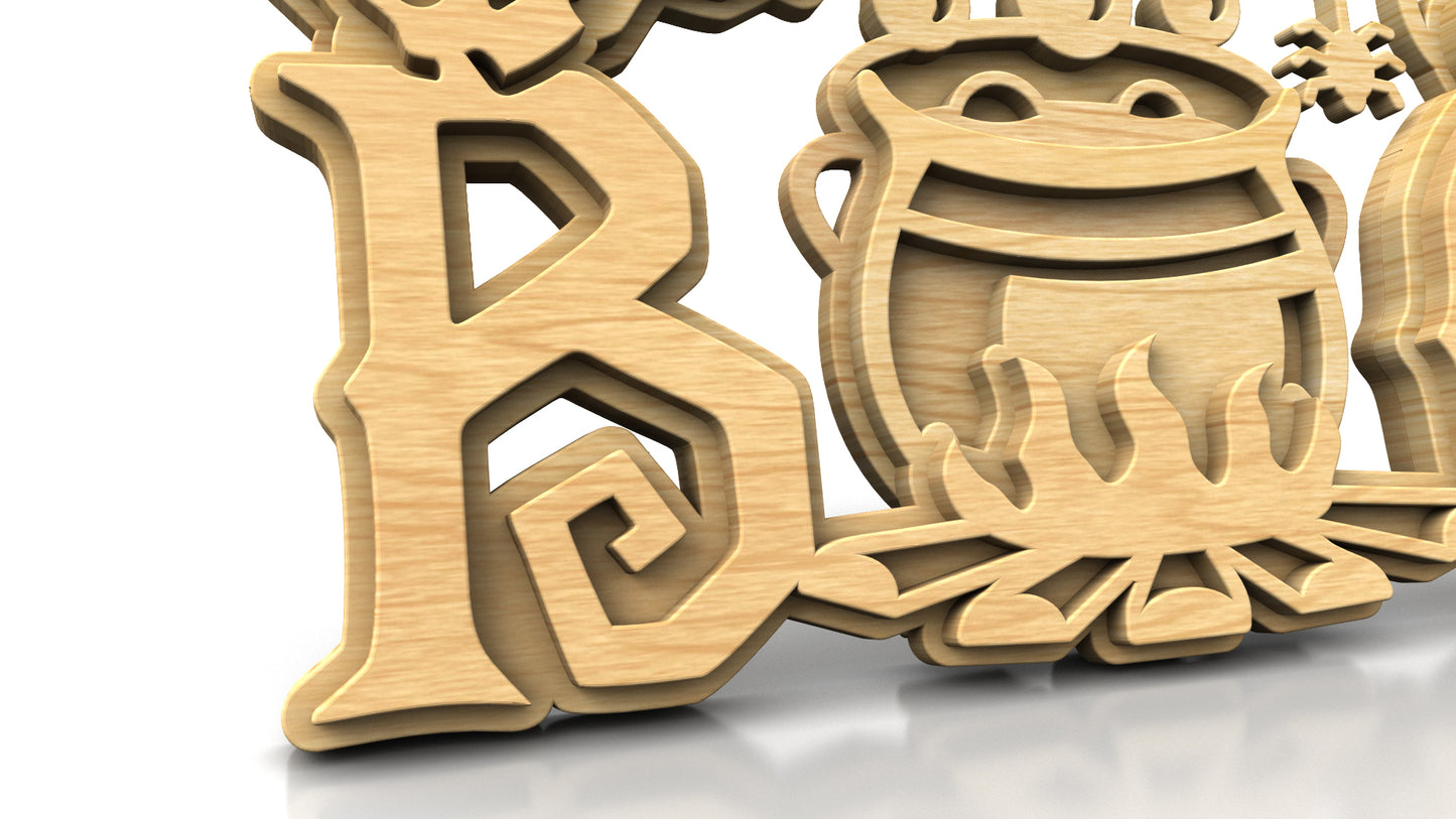 C324-Boo-Witch Layered Scroll Saw Pattern — Alex Fox Patterns