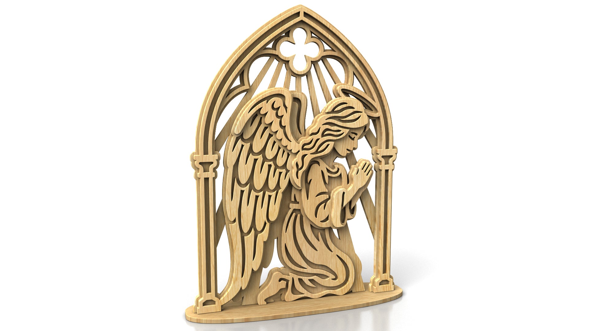 C325-Praying Angel Layered Scroll Saw Pattern — Alex Fox Patterns