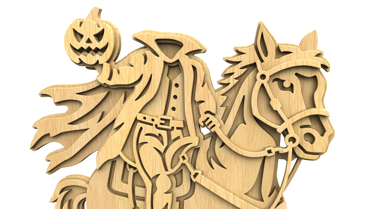 C326-Headless Horseman Layered Scroll Saw Pattern — Alex Fox Patterns