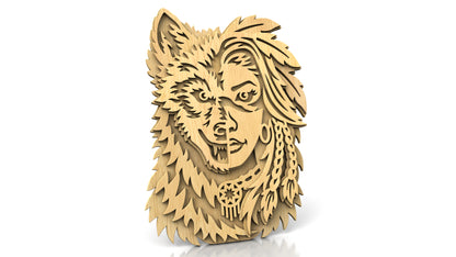 C327-Wolf Spirit Layered Scroll Saw Pattern — Alex Fox Patterns